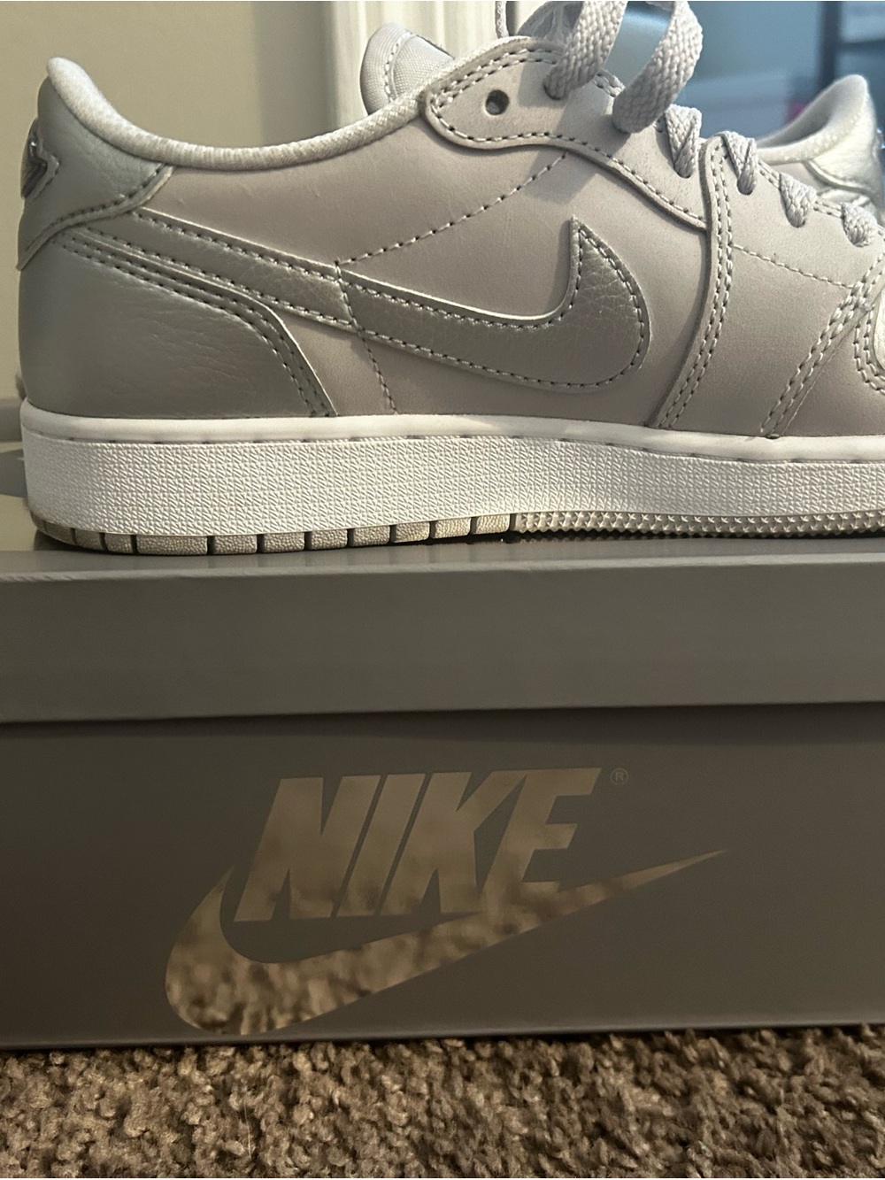 Nike Low-Top Leather Sneakers - Light Gray/White
